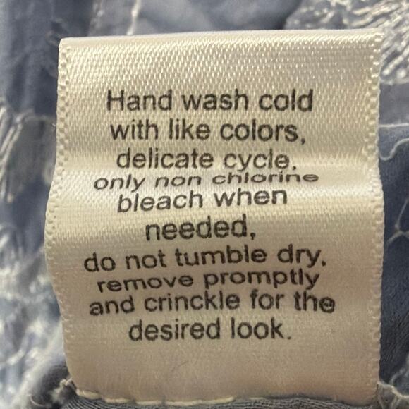 Cino Mimosa Vintage Blue Embroidered Button Down Shirt XS Quiet Luxury Capsule - Picture 10 of 10